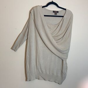 Victor Alfaro brown sweater top with draping shoulder small medium (D1)